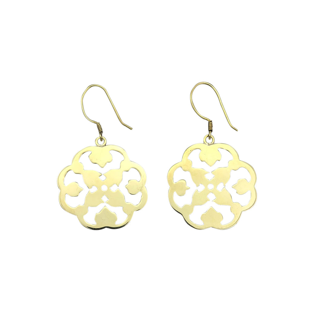 Boucles d'oreilles trèfle en laiton recyclé faites main légères écologiques