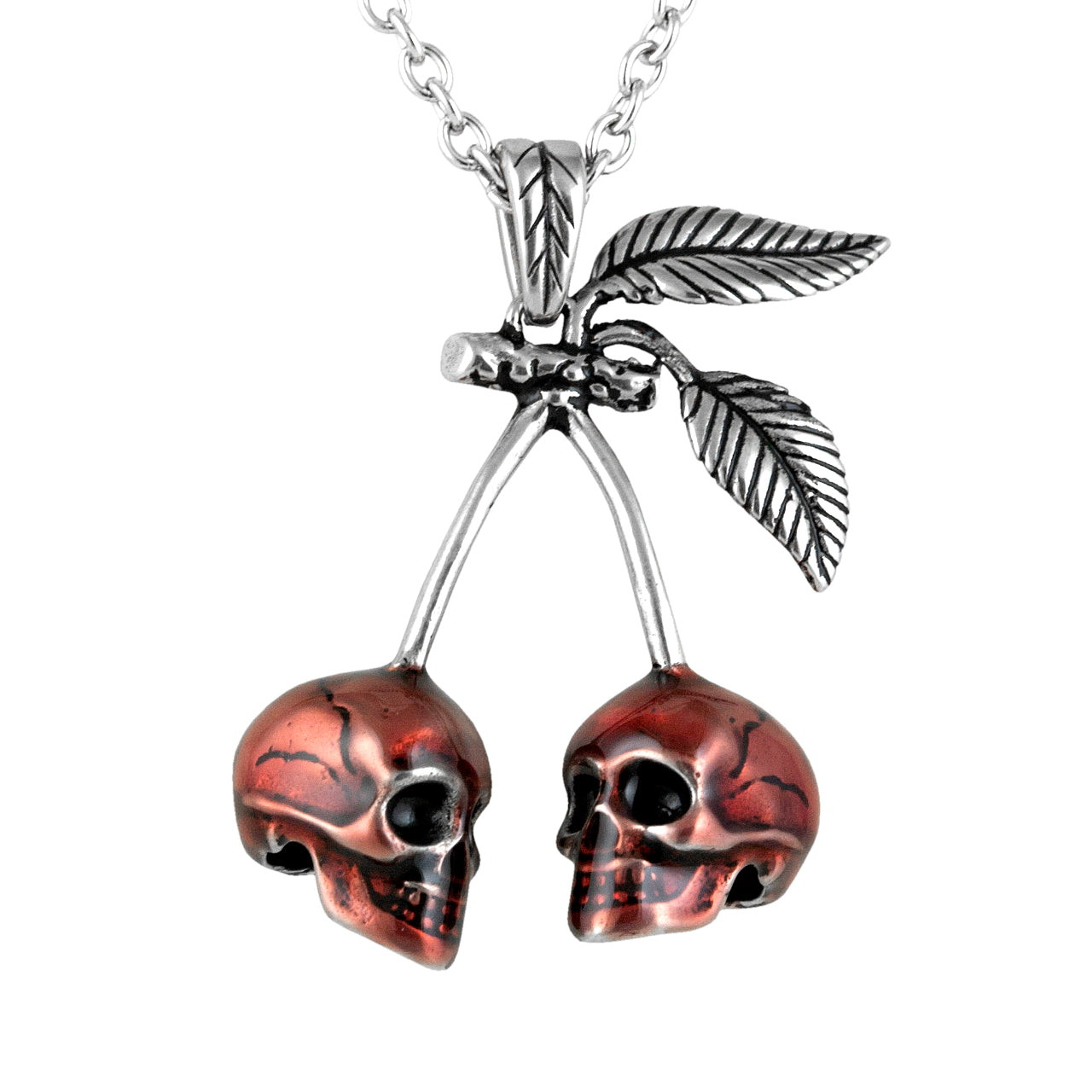 Rot Kirsche Totenkopf Halskette Gothic Anhänger für Frauen