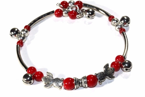 Bracelet perlé bohème ajustable avec pendentif poisson turquoise