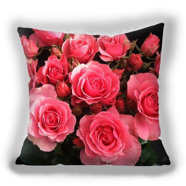 Red Flower Cushion Pillow Covers Love Pillow Covers Decorative Linen Square Couple Cushion Cases Home Decor Polyester Throw Pillow Case Super Soft Short Plush Cushion Cover Festive Home Decorative Cushions 45X45CM