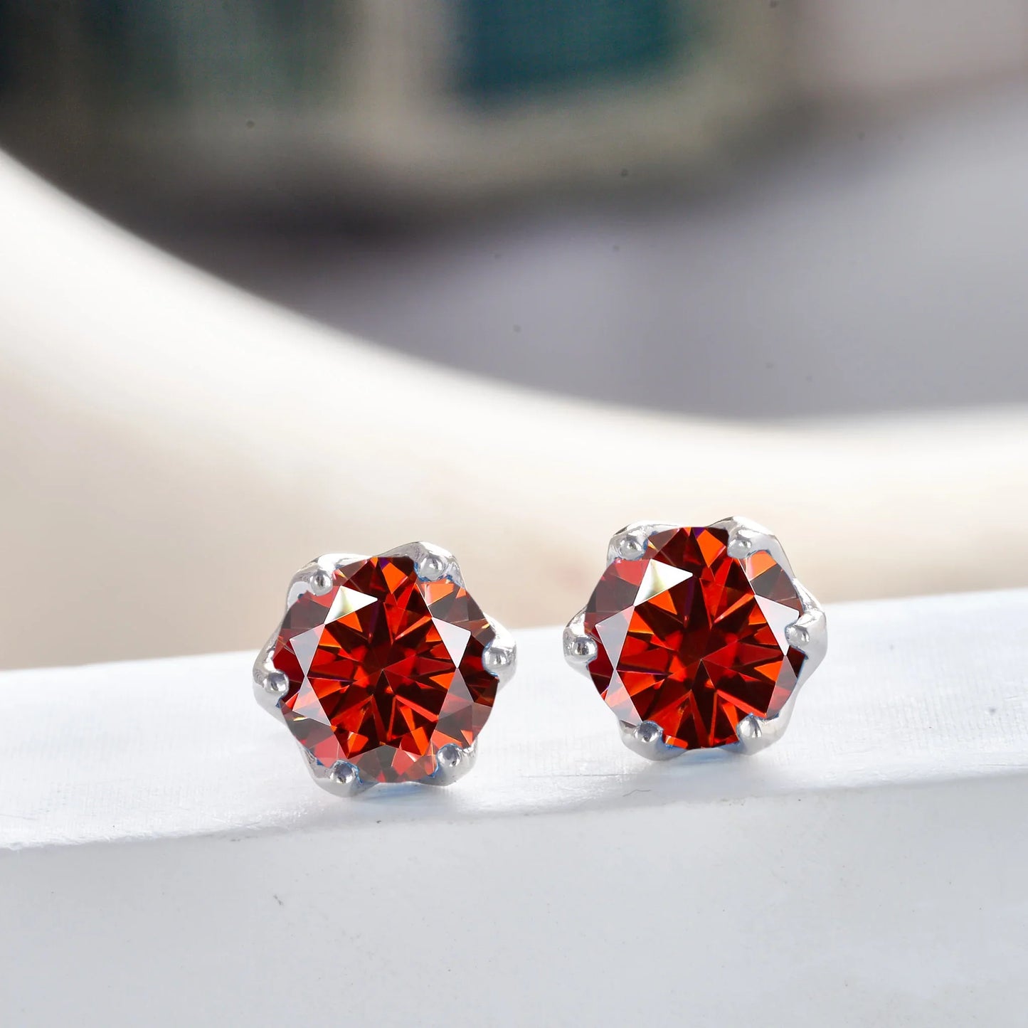 Boucles d'oreilles clous en moissanite rose et bleu roi en argent sterling S925, 0,5 1 2 carats, pour mariée