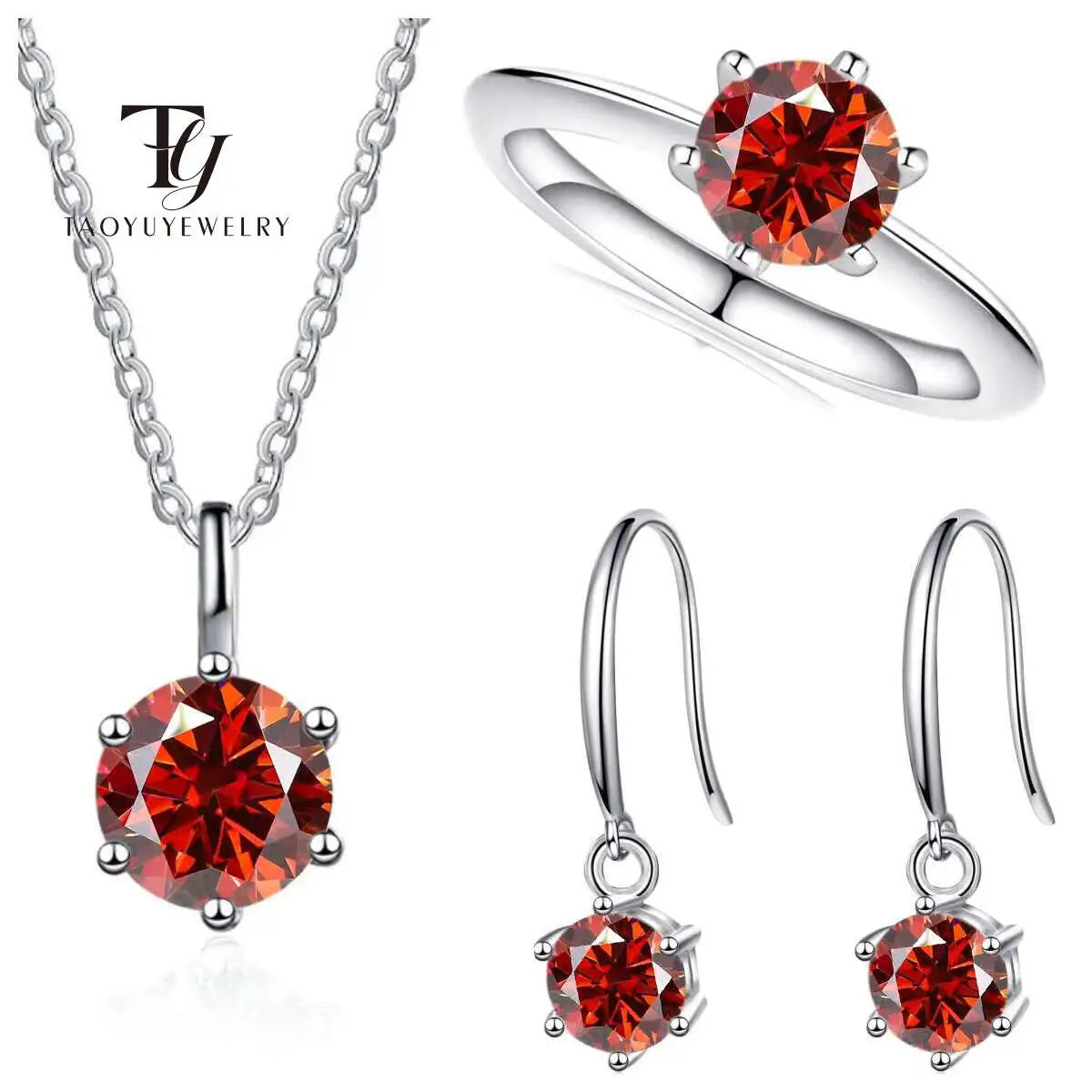 Ensemble de bijoux en argent sterling 925 et moissanite 2.5 carats couleur D (collier et boucles d'oreilles)