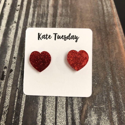 Boucles d'oreilles clous cœur à paillettes rouges, cadeau mignon pour la Saint-Valentin