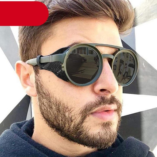 Retro Round Sunglasses Women Men Vintage Eyewear Light Plastic Frame with Leatherwear Luxury Sunglasses for Men/Women Designer Vintage Style Sunglasses For Men Attractive Sunglasses For Men