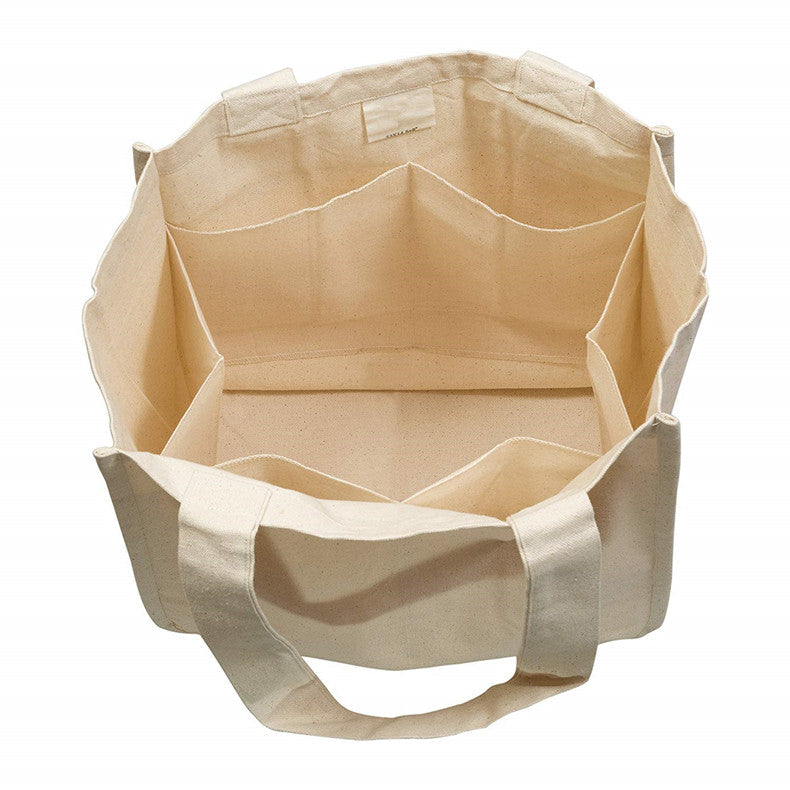 Sac fourre-tout réutilisable en coton biologique avec 6 compartiments intérieurs - Pour les courses