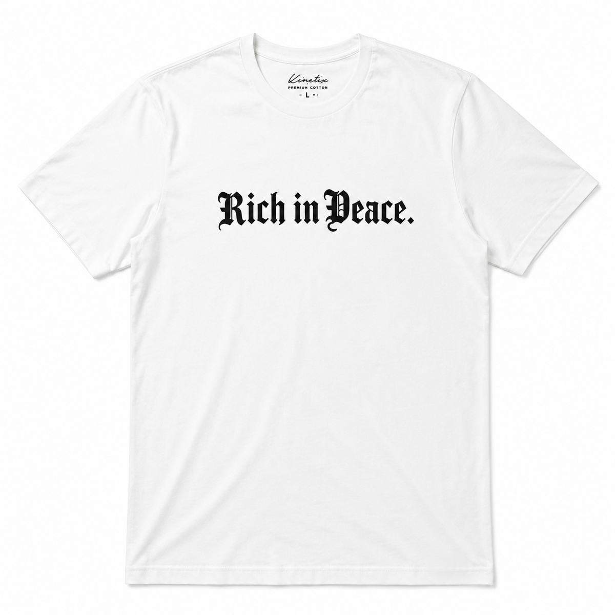 Rich in Peace Organic Tee (White with Navy print)