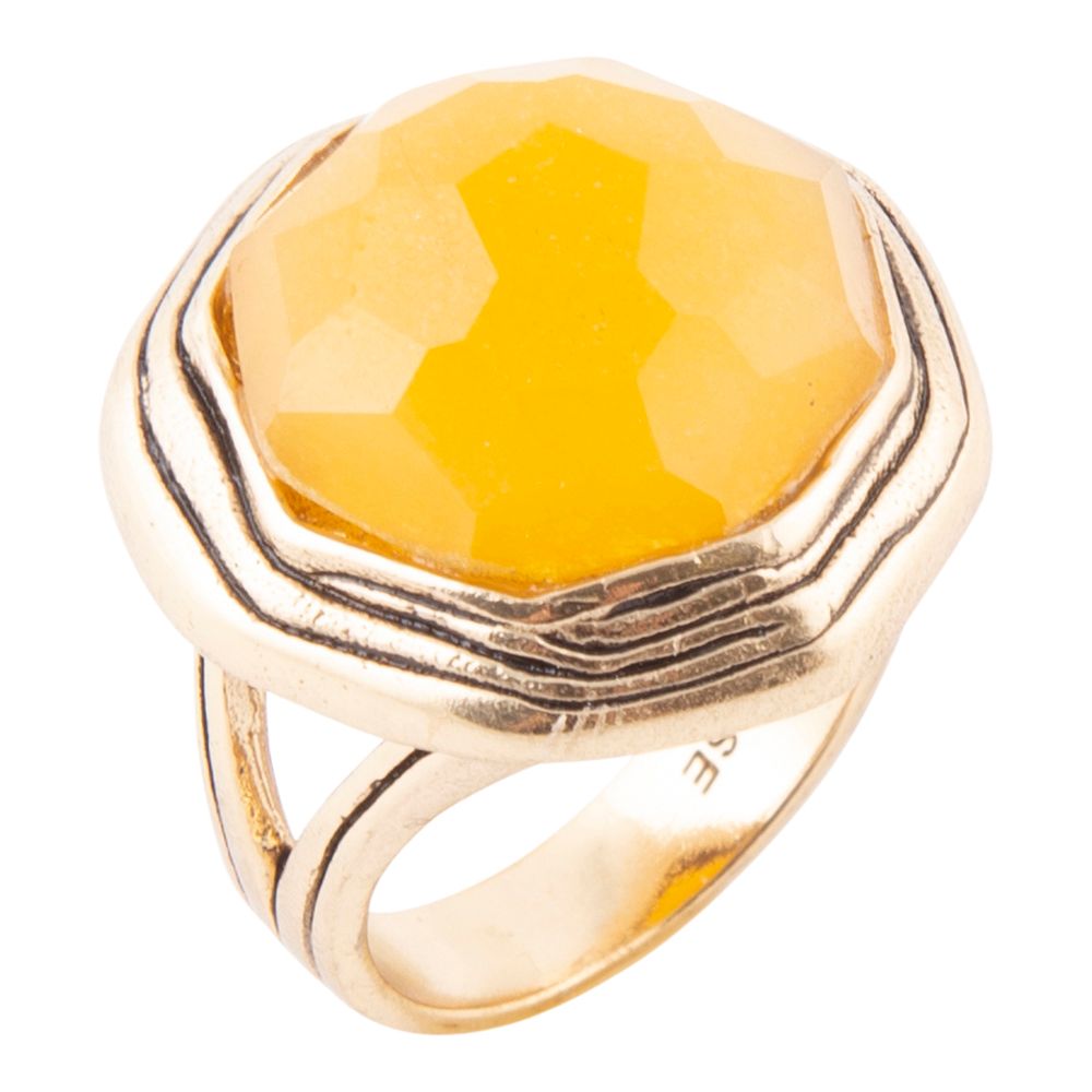 River Rocks Gelbquarz goldener Statement-Ring