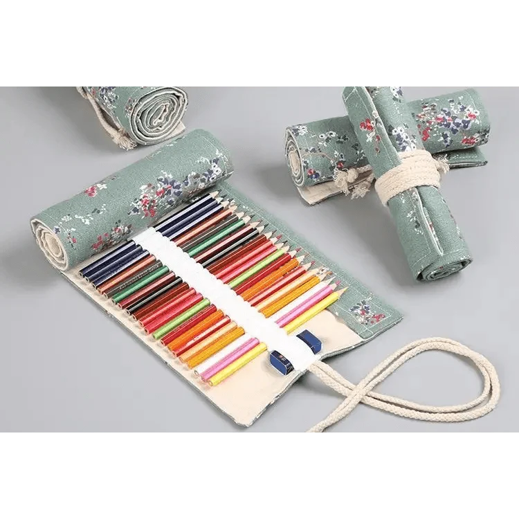 Roll Up Canvas Wrap Pencil Bag For Students Stylish Stationary Storage Pouch Unique Pencil Case For School
