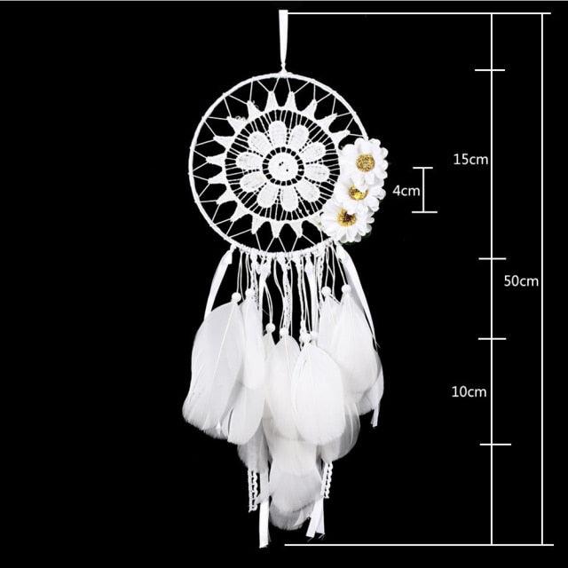 Romantic Dream Catcher Tree of Life Brown Native Handmade Traditional Dream Catcher Yin Yang 50" Long Home Decoration Feather Dream-catcher For Bedroom Wall Hanging Home Decor Wedding Party Blessing Gift