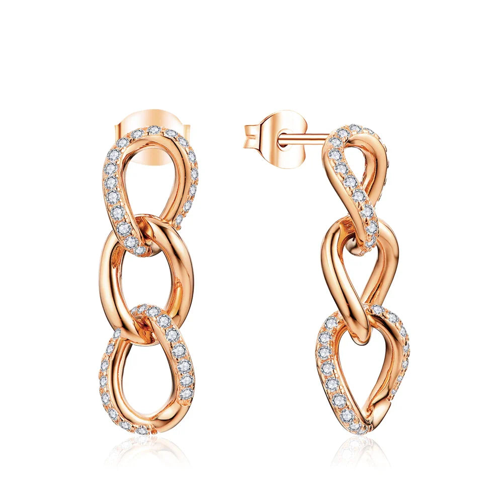 925 Sterling Silver D Drop Moissanite VVS1 Diamond Dangle Earrings - Luxury