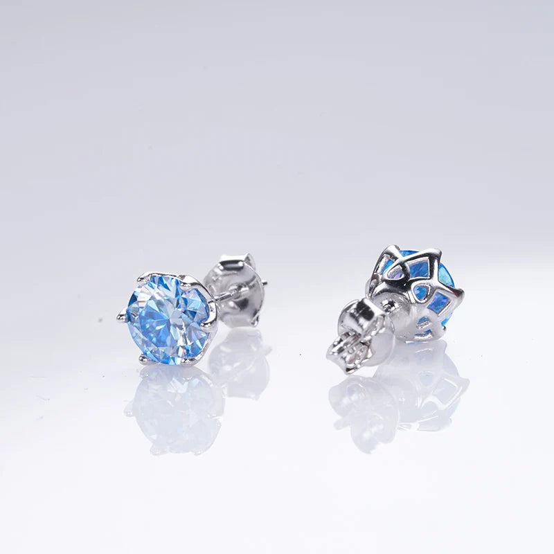 Boucles d'oreilles clous en moissanite ronde 1 à 4 carats couleur D VVS1 3EX plaqué platine 925