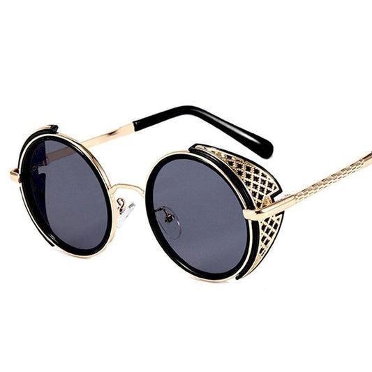 Round Sunglasses for Men Women Retro Design Colorful Sunglasses For Women Vintage Style Sunglasses In Punk Shades Metal Frame 100% UV Blocking Lens