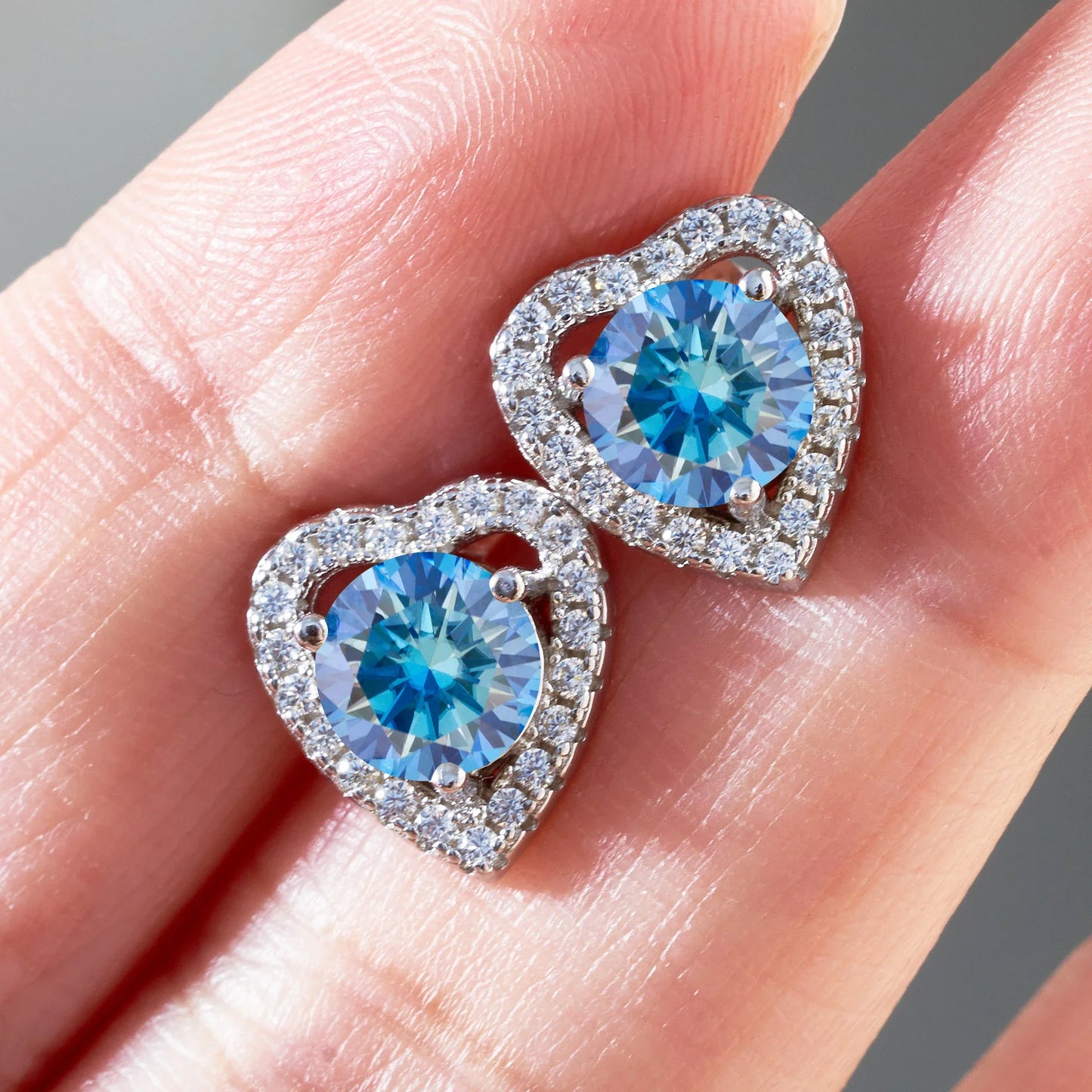Königsblaue Moissanit Ohrstecker 2ct Gesamt D VVS 925 Sterling Silber
