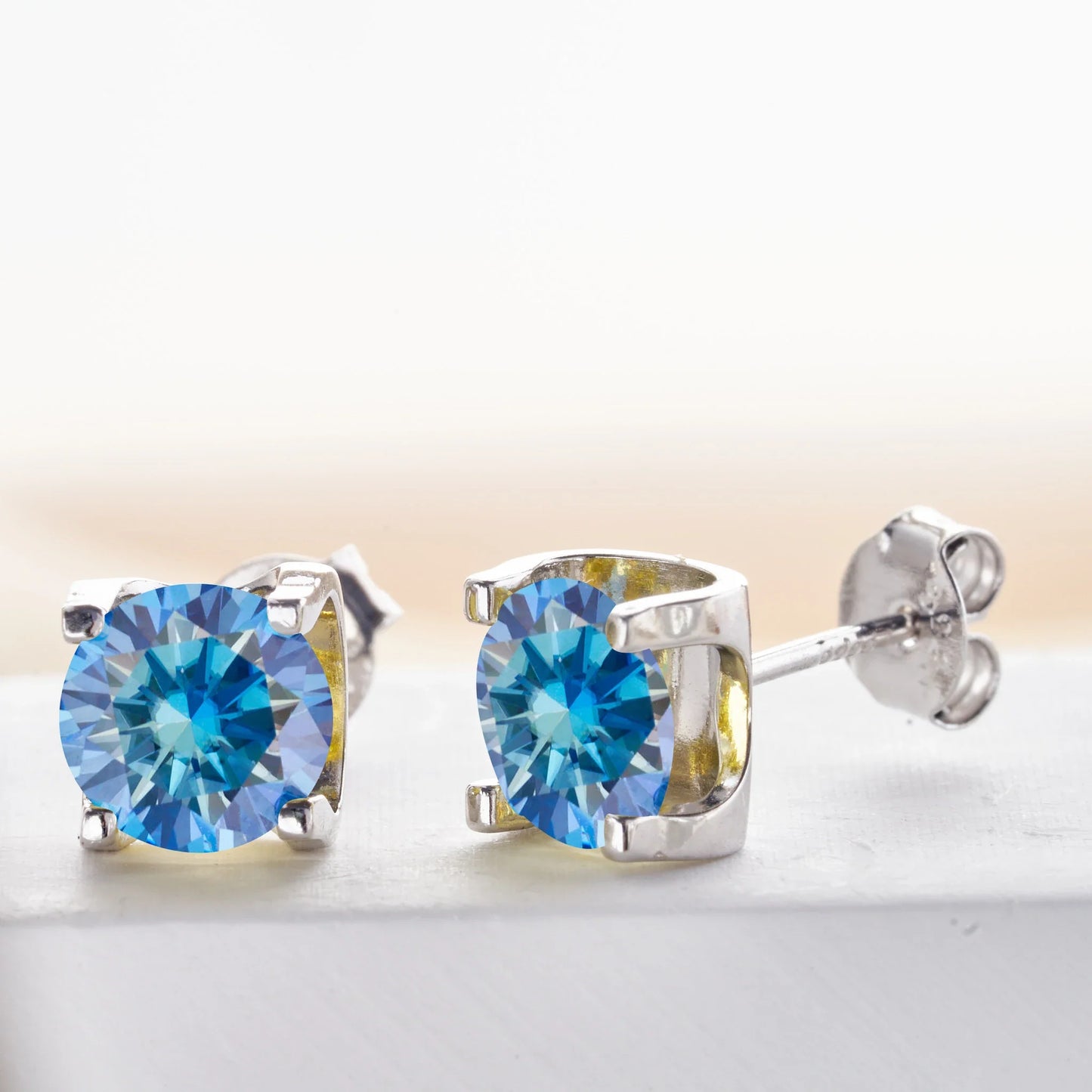 Königsblaue Moissanit Ohrstecker 2ct Gesamt D VVS 925 Sterling Silber
