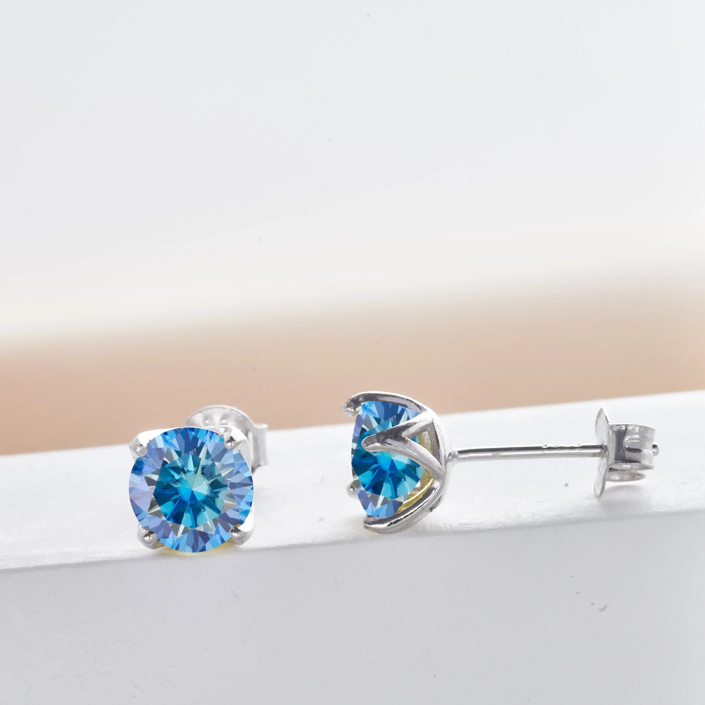 Königsblaue Moissanit Ohrstecker 2ct Gesamt D VVS 925 Sterling Silber