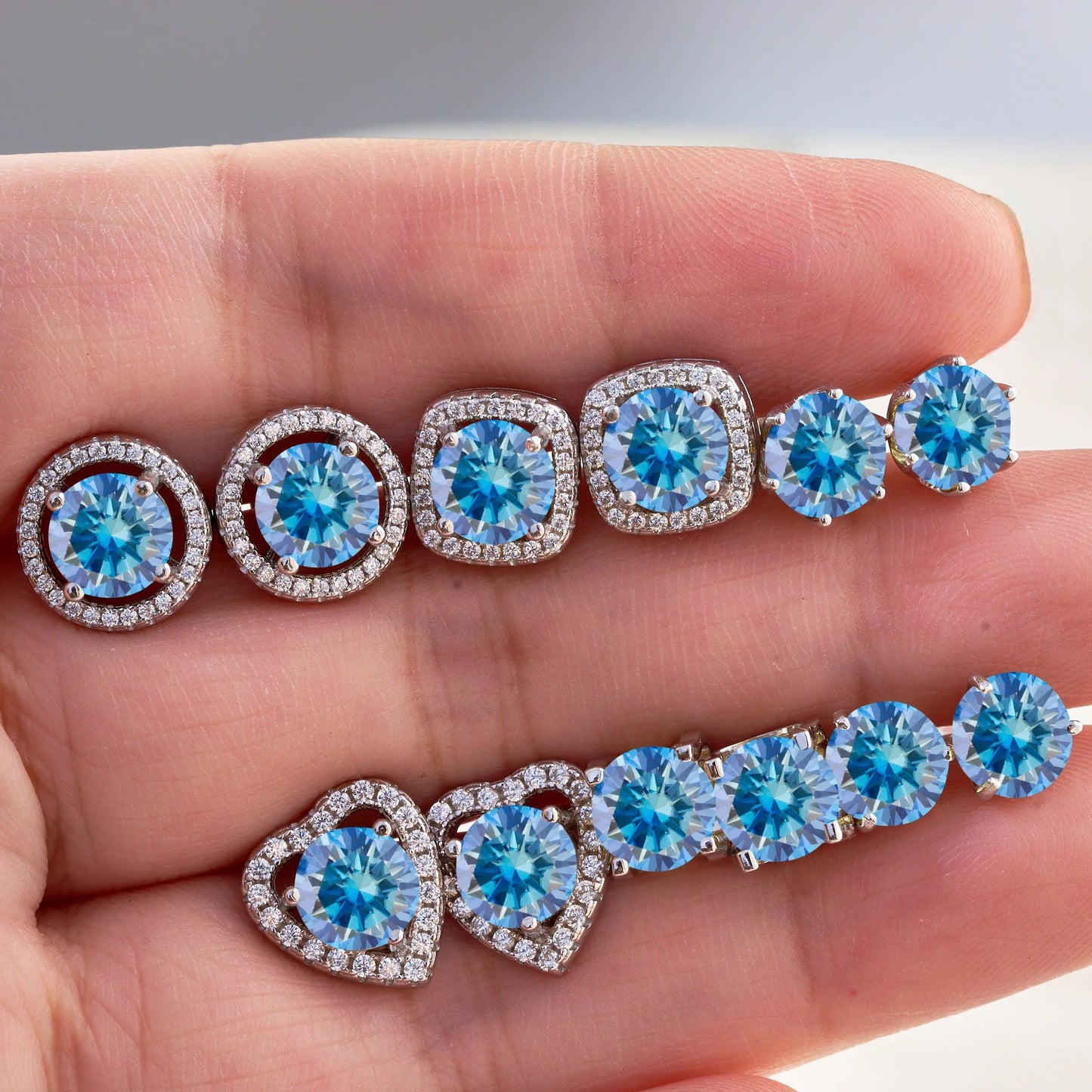 Königsblaue Moissanit Ohrstecker 2ct Gesamt D VVS 925 Sterling Silber