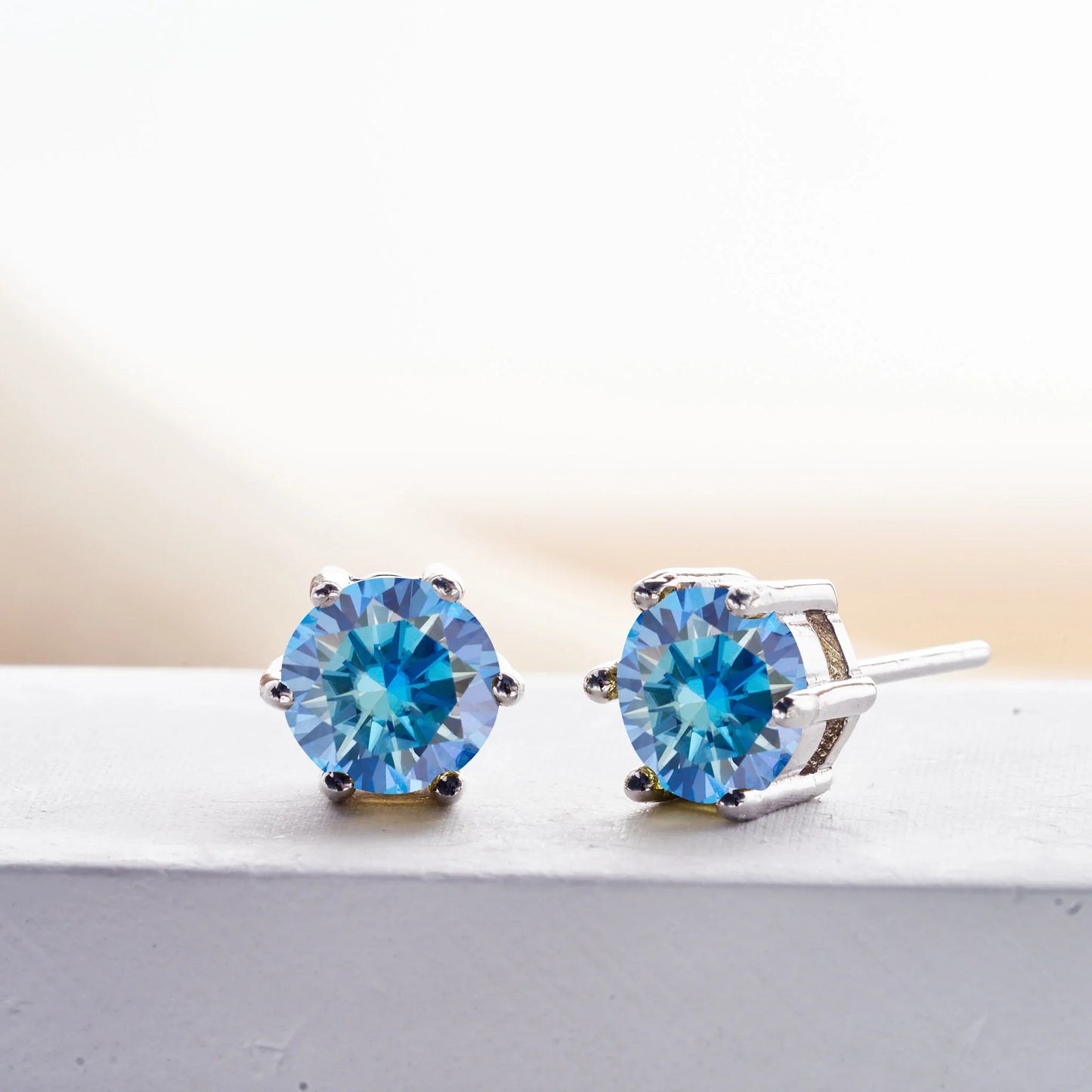 Königsblaue Moissanit Ohrstecker 2ct Gesamt D VVS 925 Sterling Silber