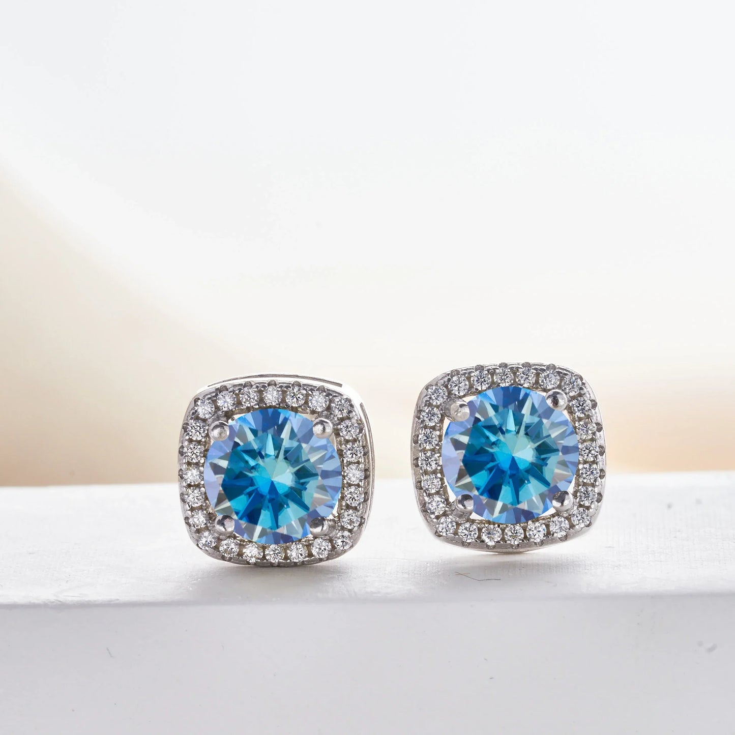 Königsblaue Moissanit Ohrstecker 2ct Gesamt D VVS 925 Sterling Silber