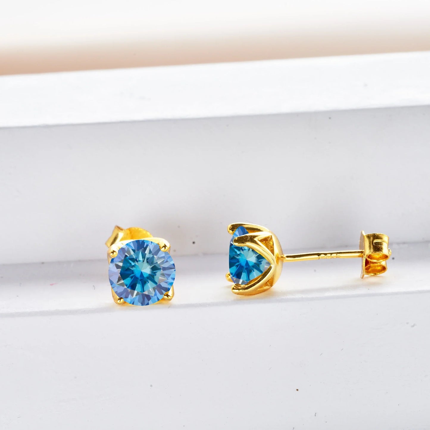 Königsblaue Moissanit Ohrstecker 2ct Gesamt D VVS 925 Sterling Silber