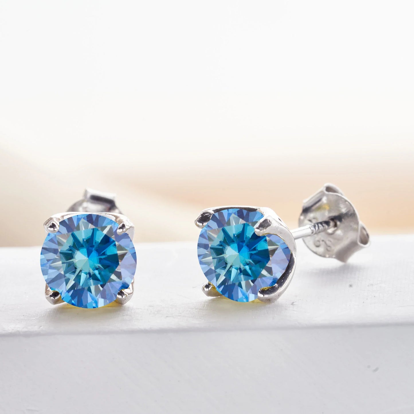 Königsblaue Moissanit Ohrstecker 2ct Gesamt D VVS 925 Sterling Silber