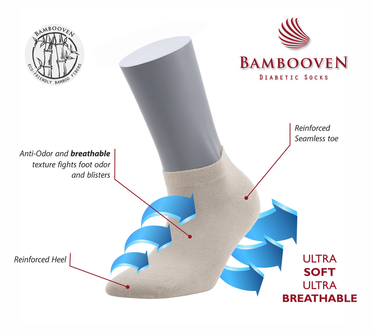 Damen Bambus-Sneaker-Socken 3er-Pack – 523