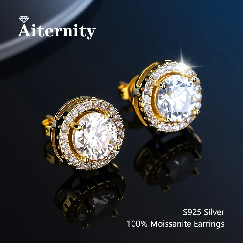 GRA Certified 100% Moissanite Earrings 925 Sterling Silver Studs For Women