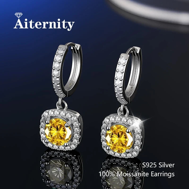 Boucles d'oreilles clous unisexe en argent sterling 925 avec moissanite taille VVS1 et certificat GRA