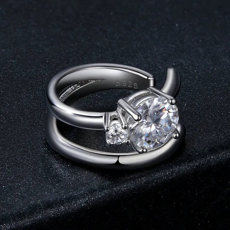 Moissanite Double Layer Clip Earring S925 Sterling Silver Mother's Day Gift