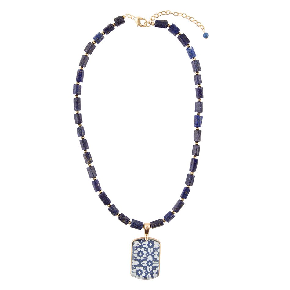 Santorini Kobaltblau Lapislazuli Goldkette