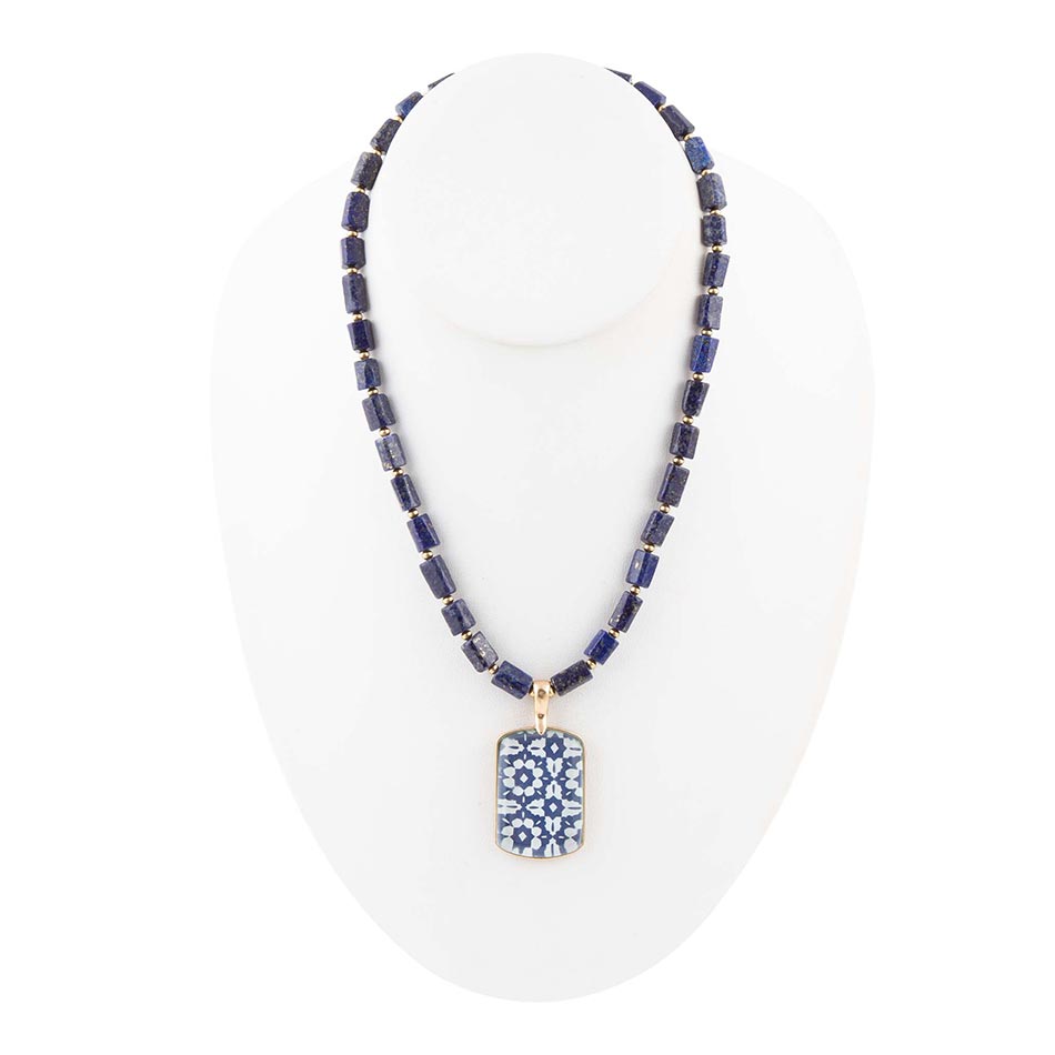 Santorini Kobaltblau Lapislazuli Goldkette