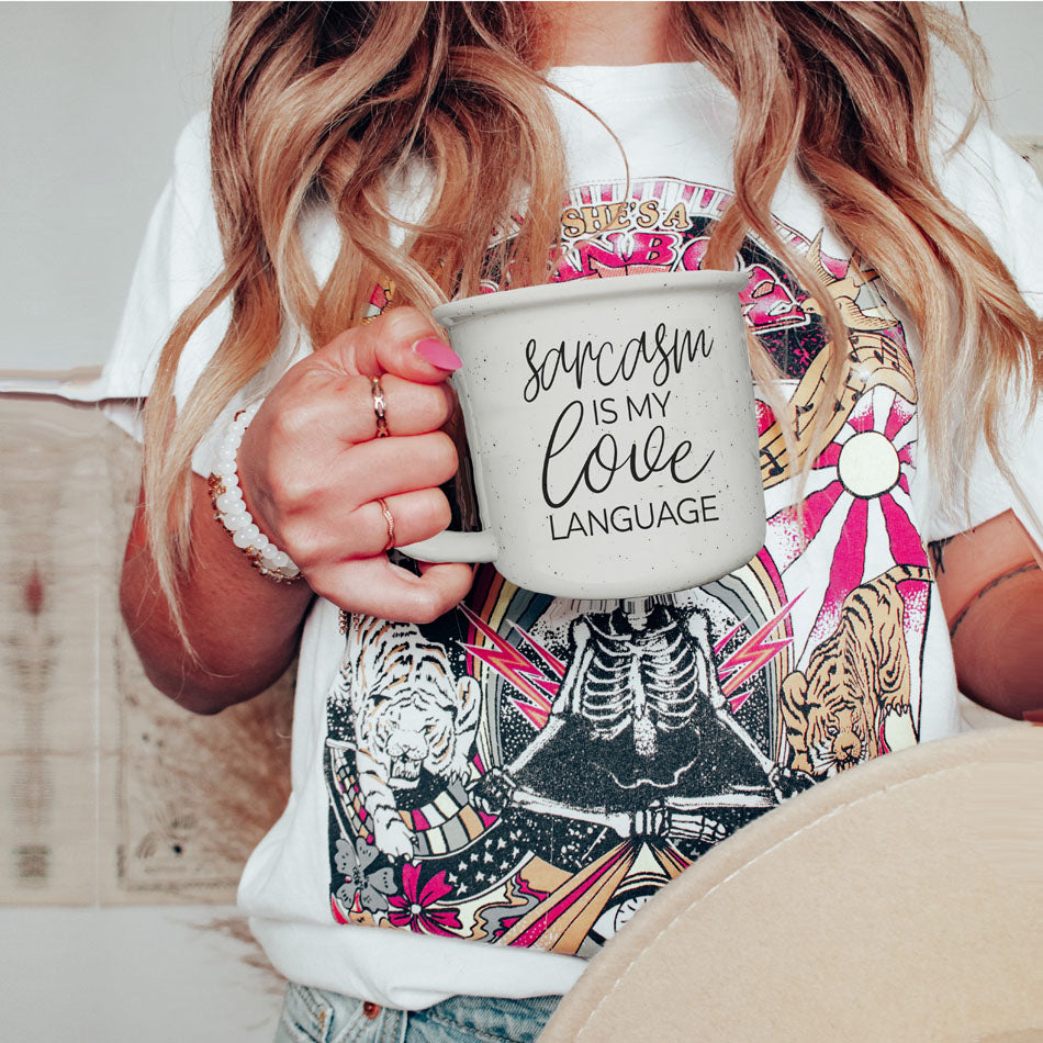 Sarkasmus ist meine Liebessprache Keramik-Kaffeetasse 430 ml Lustiges sarkastisches Geschenk