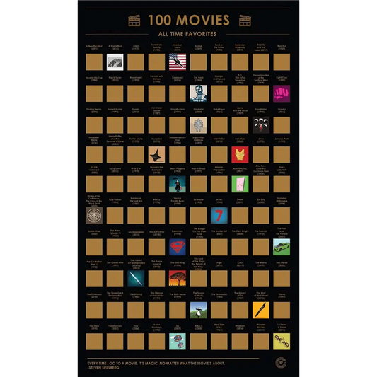 Scratch Off 100 Poster Movies Of All Time Must-See Movies Unique Design Perfect Gift For Teens And Older
