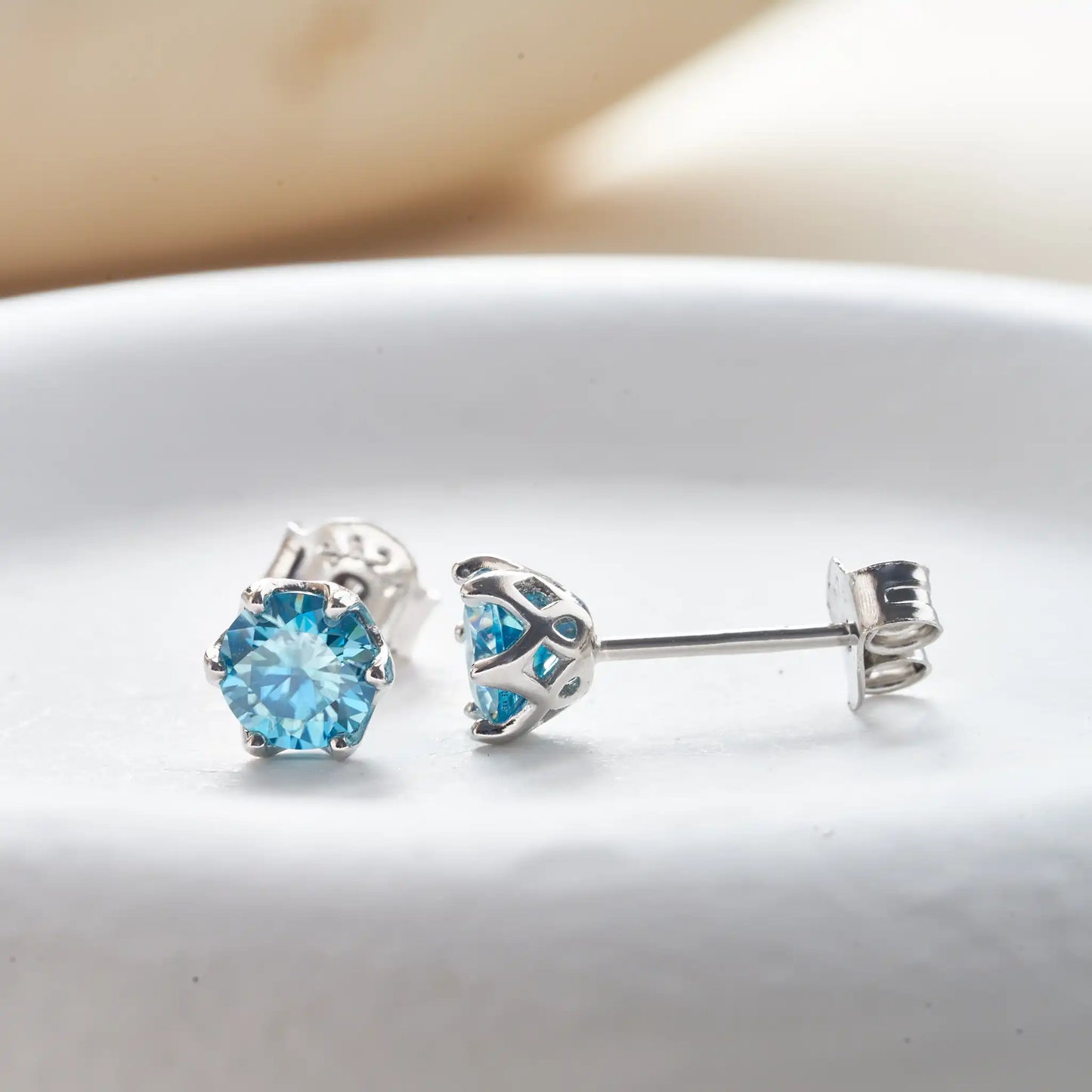 Meerblaue Moissanit Ohrstecker 0,5-2,0 Karat 925 Sterling Silber Hochzeit