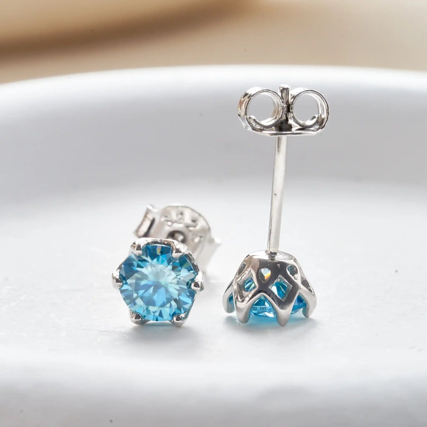 Meerblaue Moissanit Ohrstecker 0,5-2,0 Karat 925 Sterling Silber Hochzeit