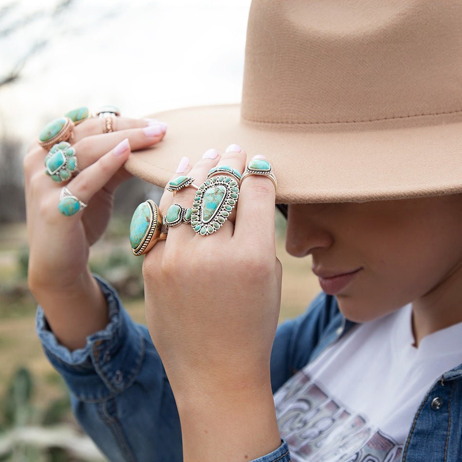 Bague massive en turquoise Sedona bleue et argent sterling