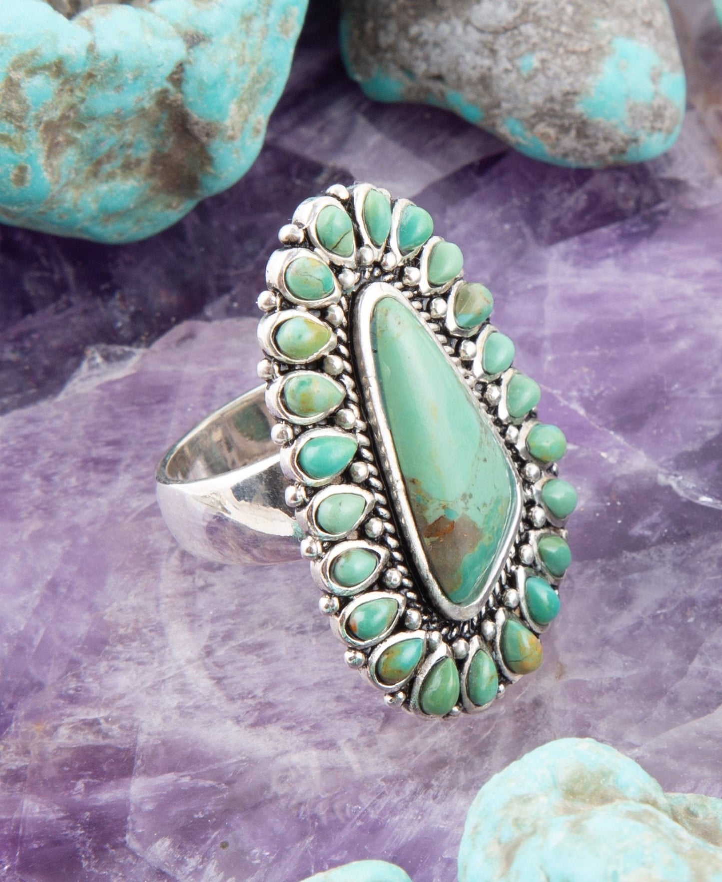 Bague massive en turquoise Sedona bleue et argent sterling
