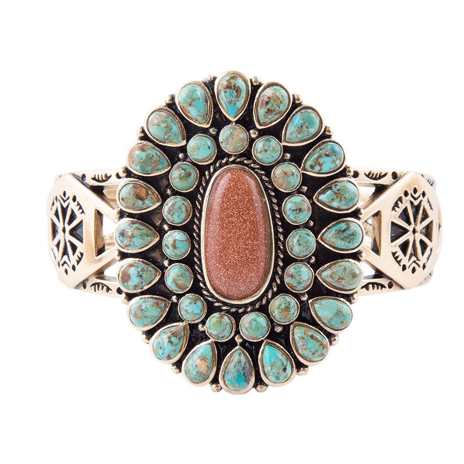 Bracelet manchette Sedona bleu turquoise et doré