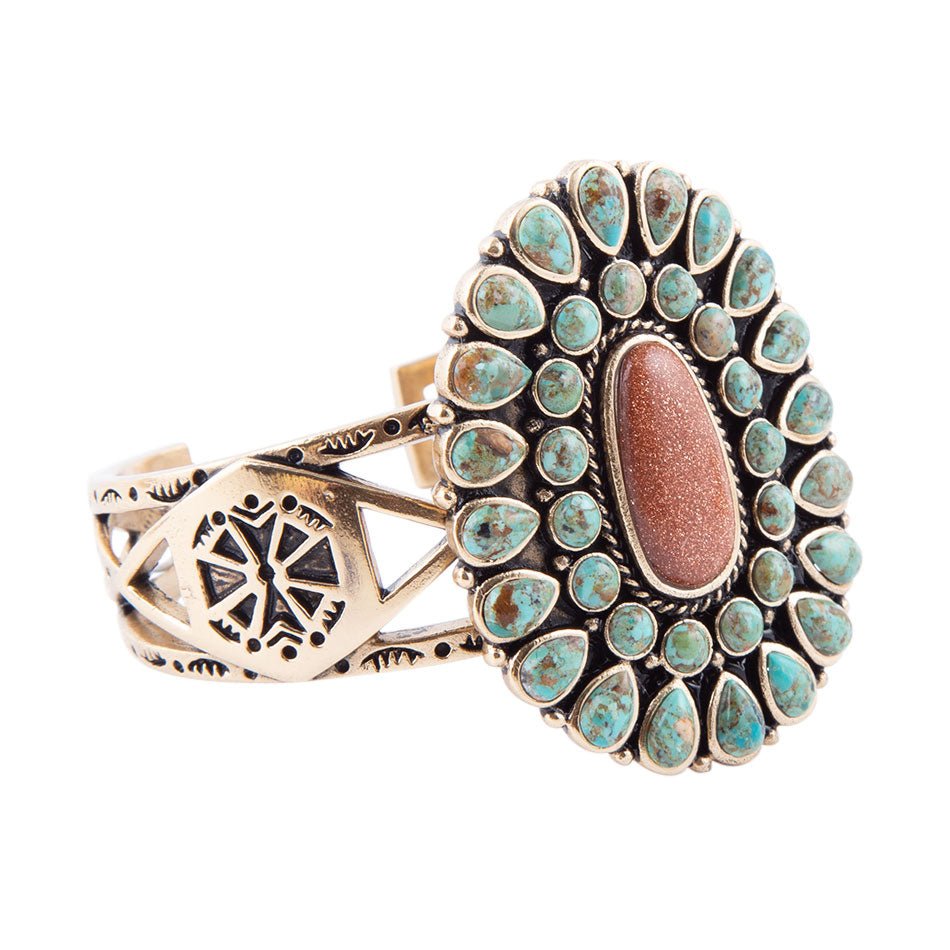 Bracelet manchette Sedona bleu turquoise et doré