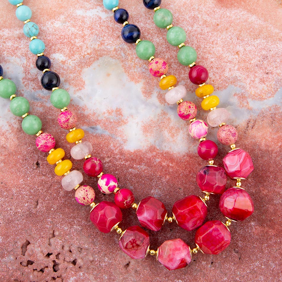 Colorful Serape Multi Stone Statement Necklace