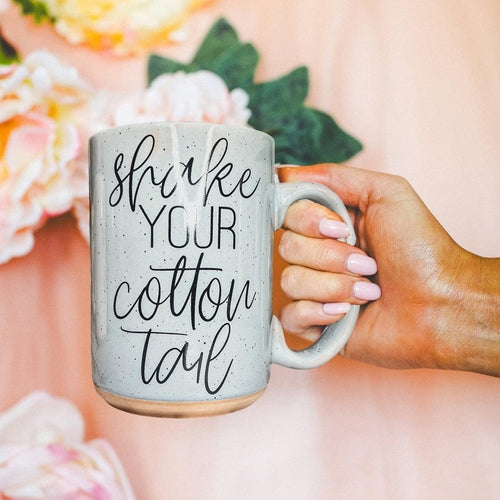 Mug à café de Pâques en céramique de 47 cl - Rose pastel et bleu - Motif lapin