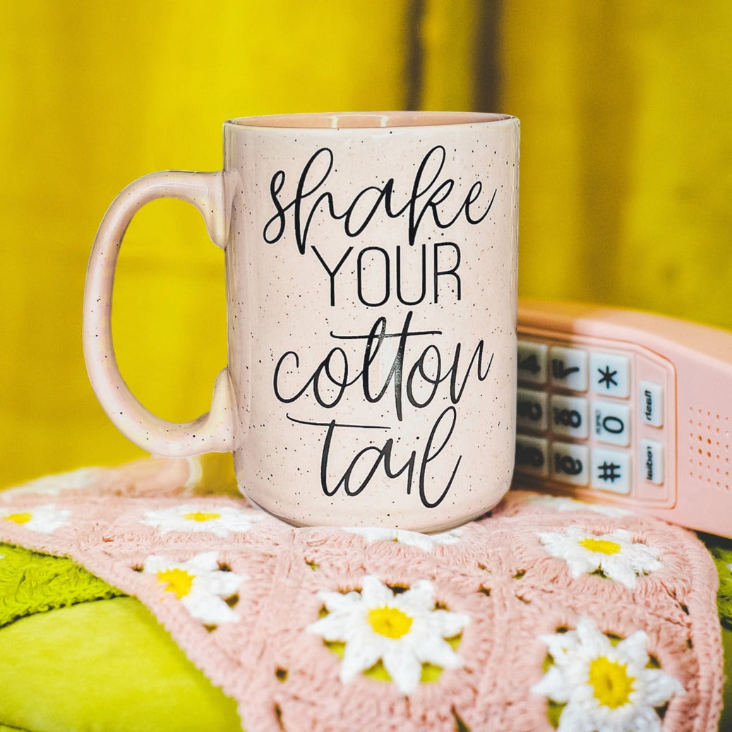 Mug à café de Pâques en céramique de 47 cl - Rose pastel et bleu - Motif lapin