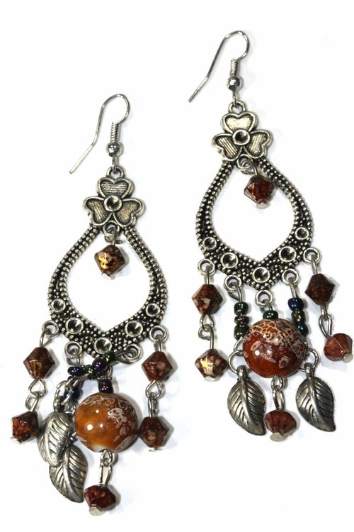 Shamrock gemas marmoladas rojas, pendientes colgantes, hoja bohemia