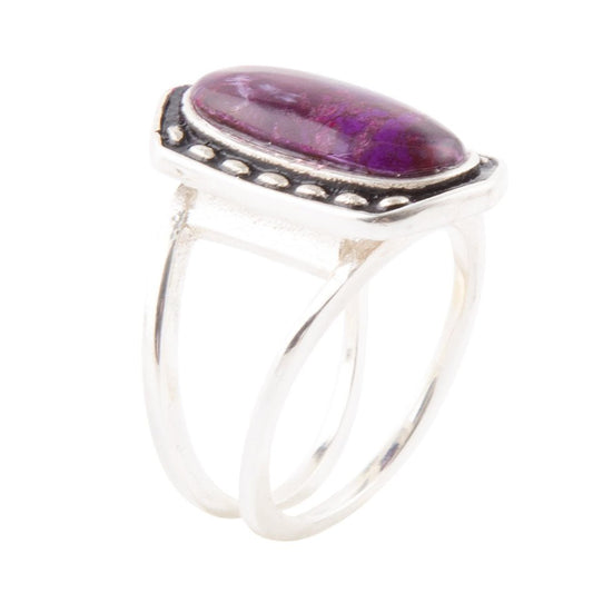 Geschützter lila Türkis und Sterlingsilber Ring