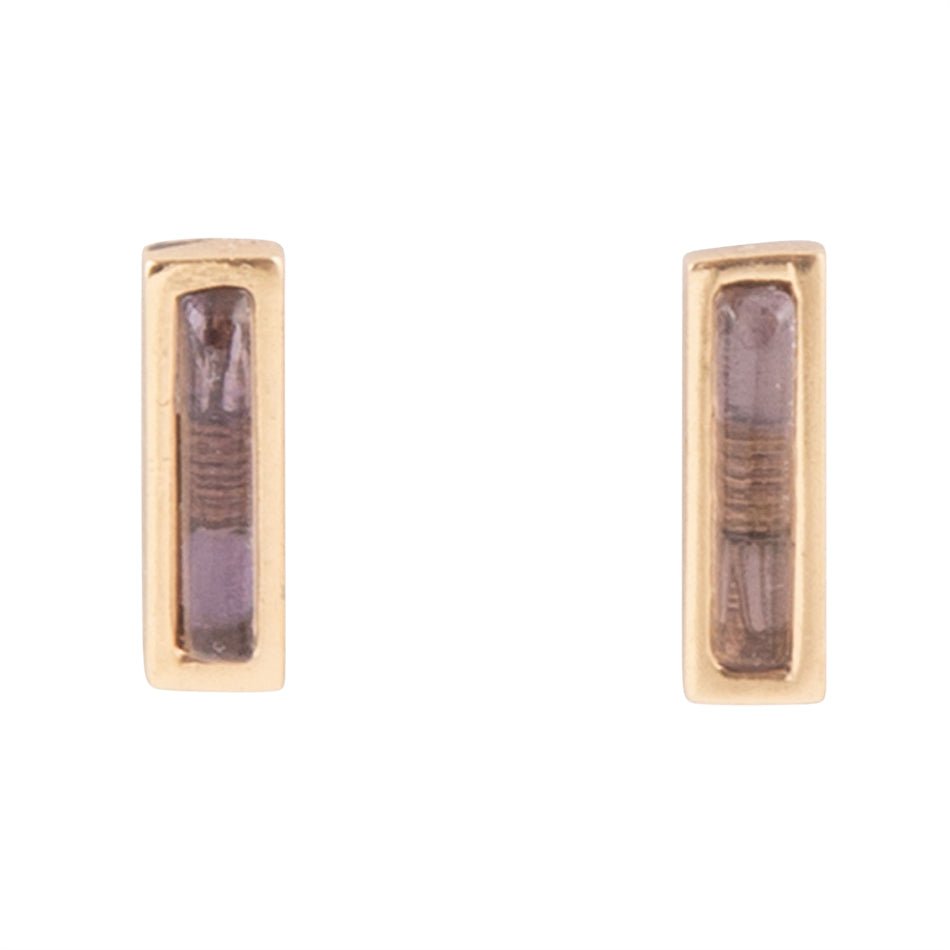 Kurzer linearer Amethyst- und Bronze-Stecker