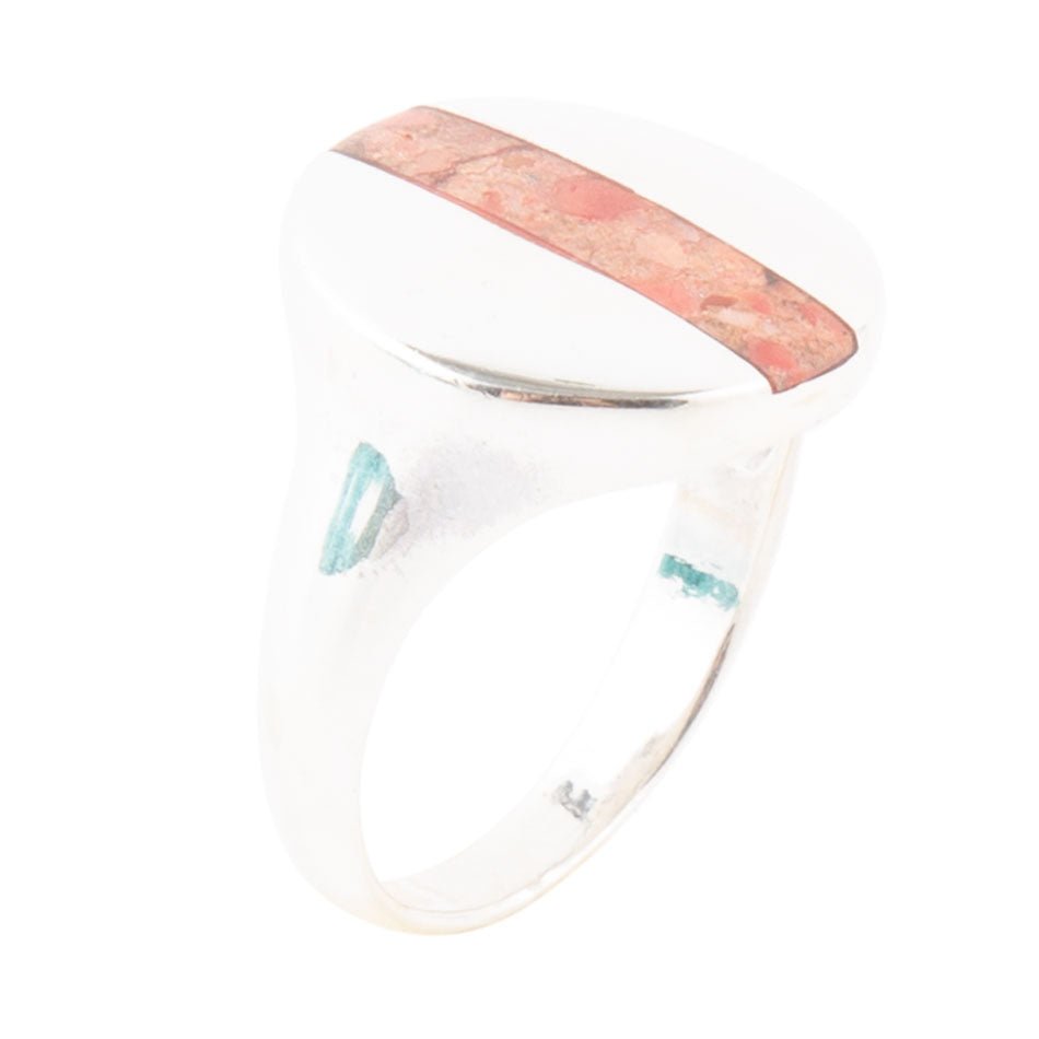 Bague Cercle Corail Éponge Orange Sigillée et Argent Sterling