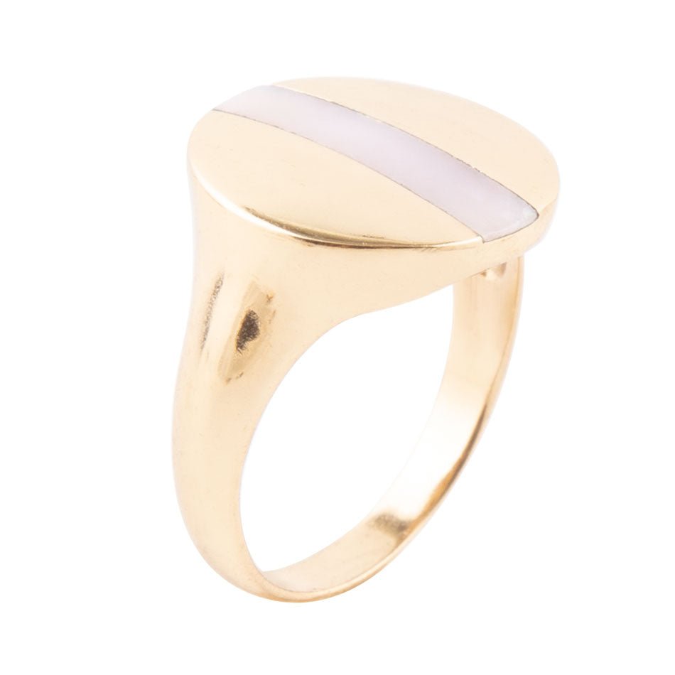 Signetring Pink Opal und Bronze Kreisring