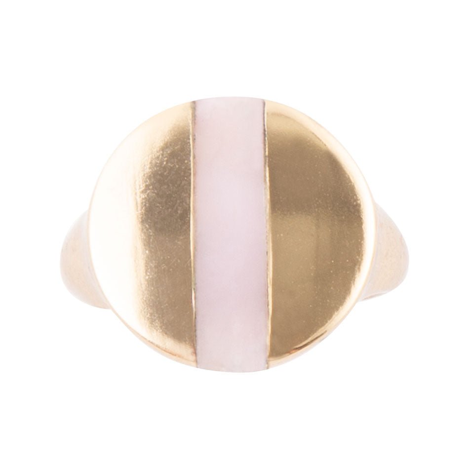 Signetring Pink Opal und Bronze Kreisring