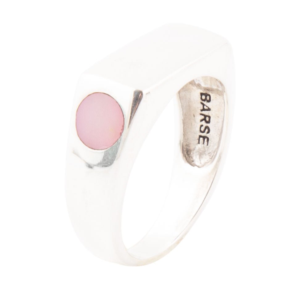 Chevalière en opale rose et argent sterling modèle "In The Hole"
