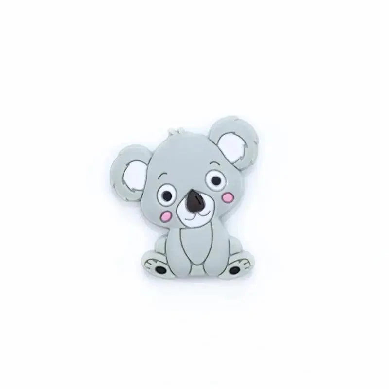 Silicone Teether Animal Koala Baby Teether Pendant Food Grade BPA Free Baby Teething Chew Charms Silicone Beads Toy