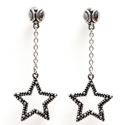 Silberne Stern-Hängeohrringe Lange Kette Tropfen Boho Leicht